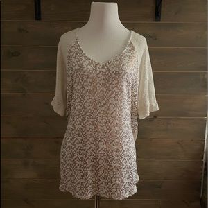 Daytrip short sleeve shirt, rose gold colored sequences, large